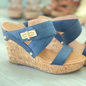 Blue sandal wedged shoes. Tommy Hilfiger